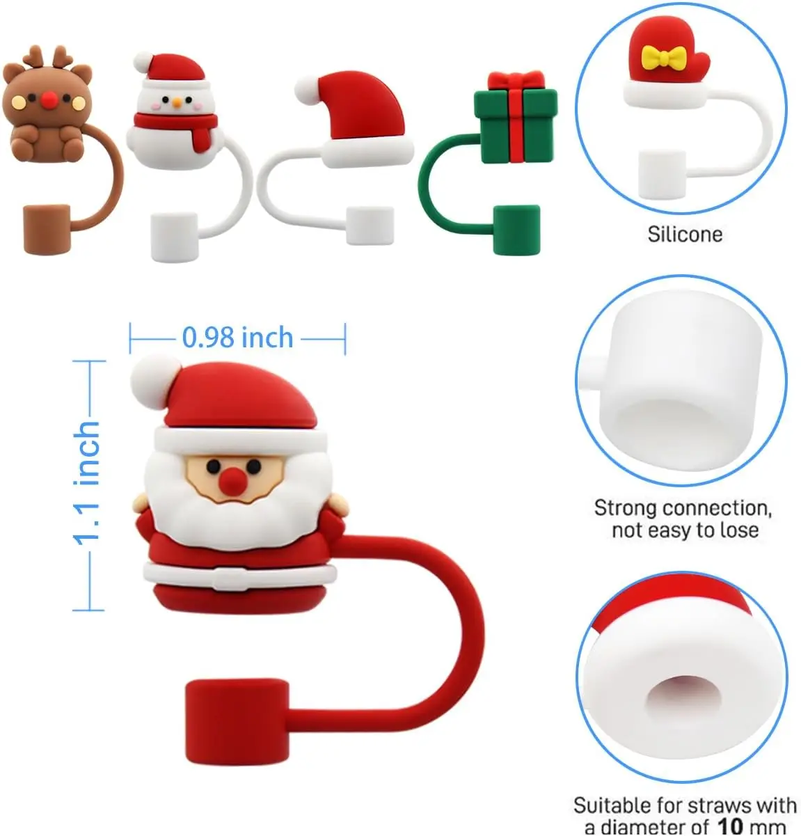 10mm Christmas Straw Covers for Stanley Cup 30&40 Oz Tumbler straw covers