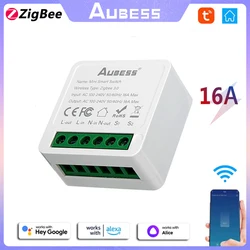 AUBESS Tuya Smart Home Gadgets Mini Zigbee Smart Switch Light Switch Relay Module Voice Control For Alexa Alice Google Assistant