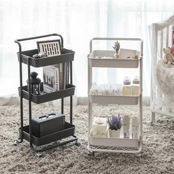 3 층 주방 보관 랙, 응접실 욕실 사무실 선반 가제트, 스테인레스 스틸 홀더 트롤리, 음식 의류 잡화 정리함