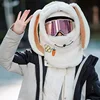 Winter Warm Ski Helmet Cover Comfortable Soft Fleece Skiing Head Warmer Cartoon Cute Rabbit Ear Decorative Helmet Cover Hat 2