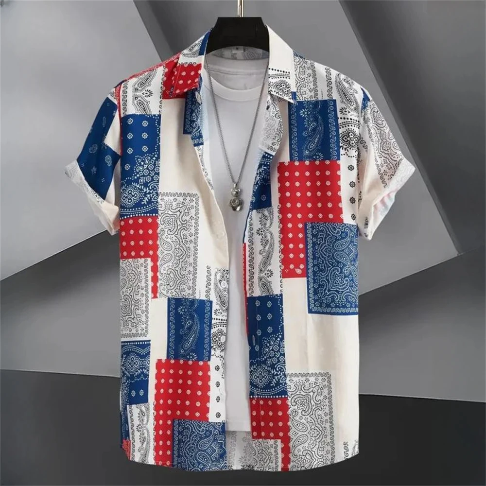Ethnic Pattern Lapel Men Shirt 3D Print Man/Women Casual Fashion Short Sleeves Shirts Button Streetwear Oversized Unisex Clothes