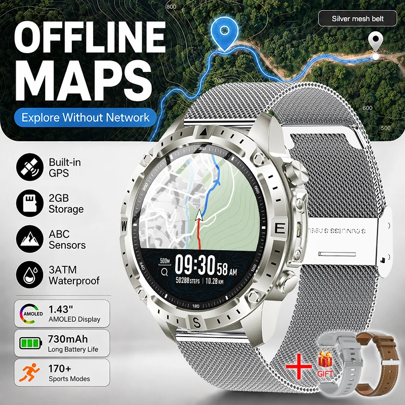ตัวเลือกสินค้า นาฬิกา GPS กันน้ำกลางแจ้ง 3ATM สำหรับผู้ชาย