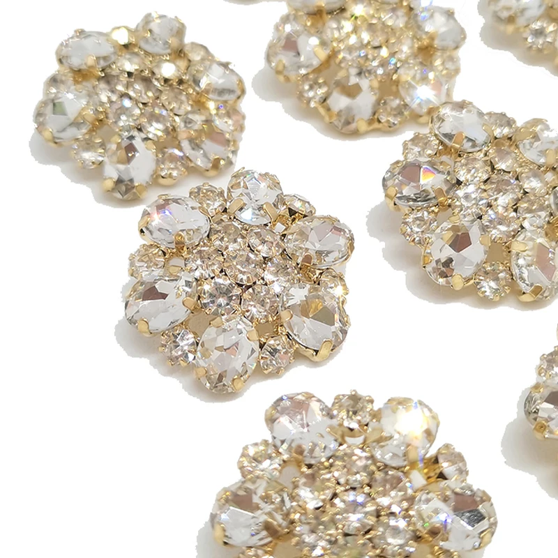 25 mm große Strass-Blumenknöpfe für Kleidung, hochwertiges Design, modisches Dekor, Knopf, Nähzubehör, Bekleidung, Handarbeiten – Detail 5