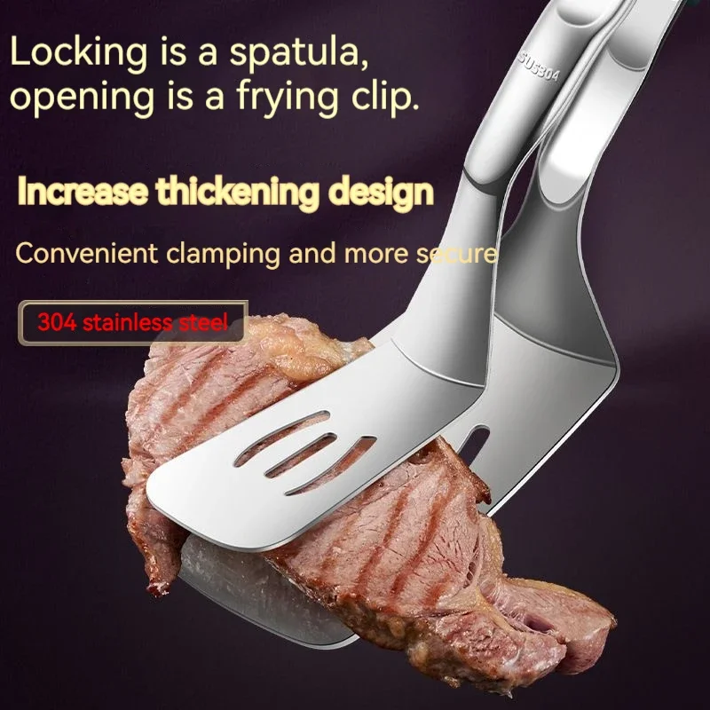 Food Tongs Kitchen Gadgets Adjustable BBQ Tongs Stainless Steel Locking Cooking Tongs with Silicone Tips Non-Slip Food for kitchen