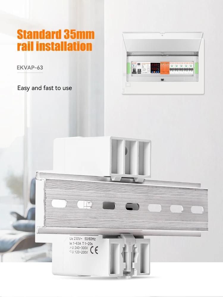 Description Picture 6 of itemETEK Relay Adjustable Over Voltage Current and Under Voltage Protective Device Protector Relay40A 63A EKVAP