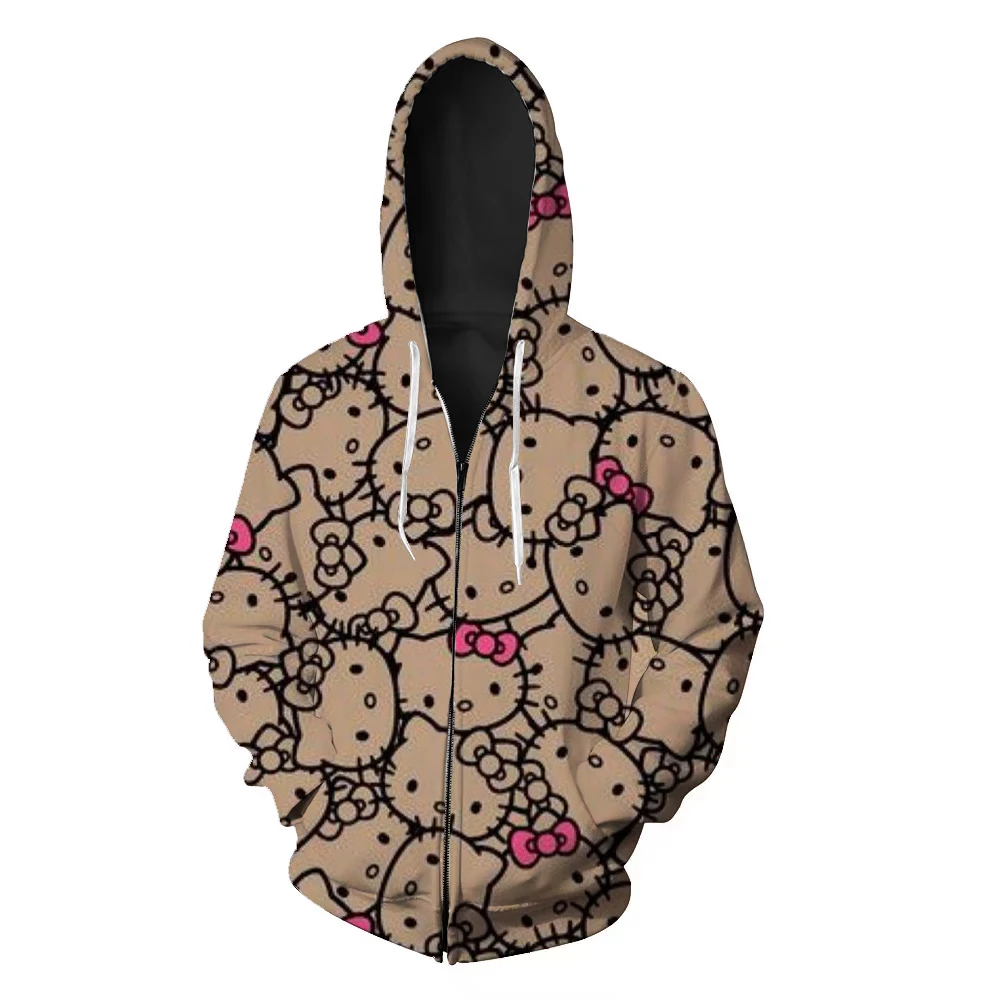 

Hello Kitty Kawaii coat girls cute 3d print beautiful zipper hoodie spring winter jacket fashion trend original style