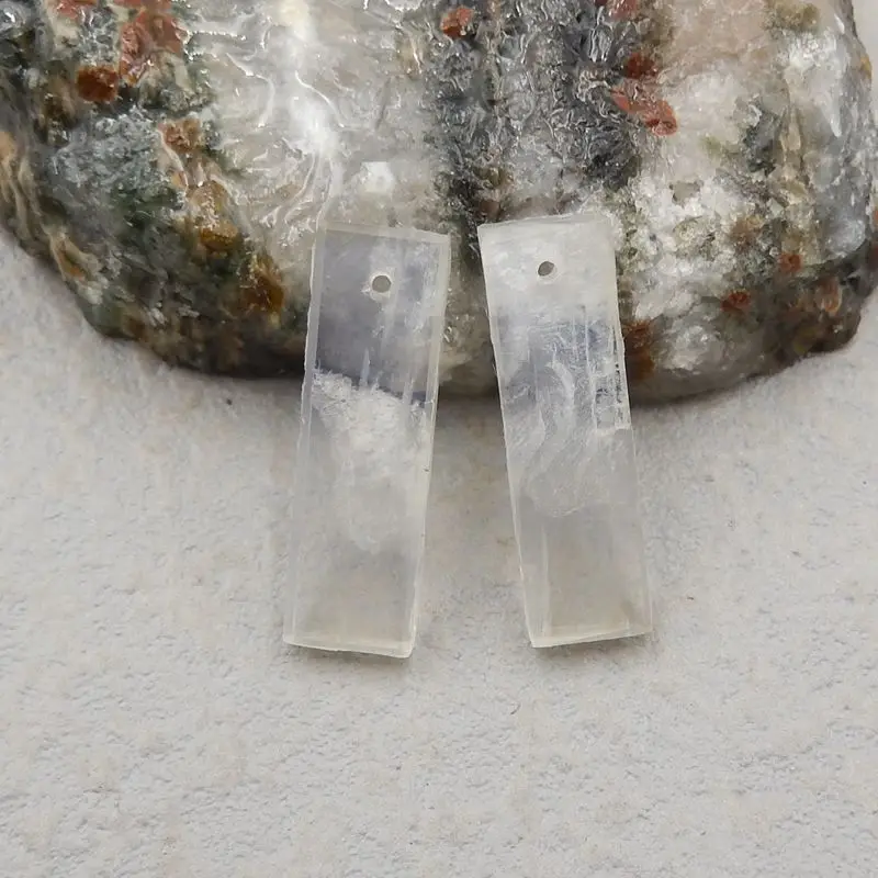 Natural Stone Nugget Moon Stone Pair Beads 22x7x3mm 2g Fashion Jewelry Women Earrings Accessories Mother's Day
