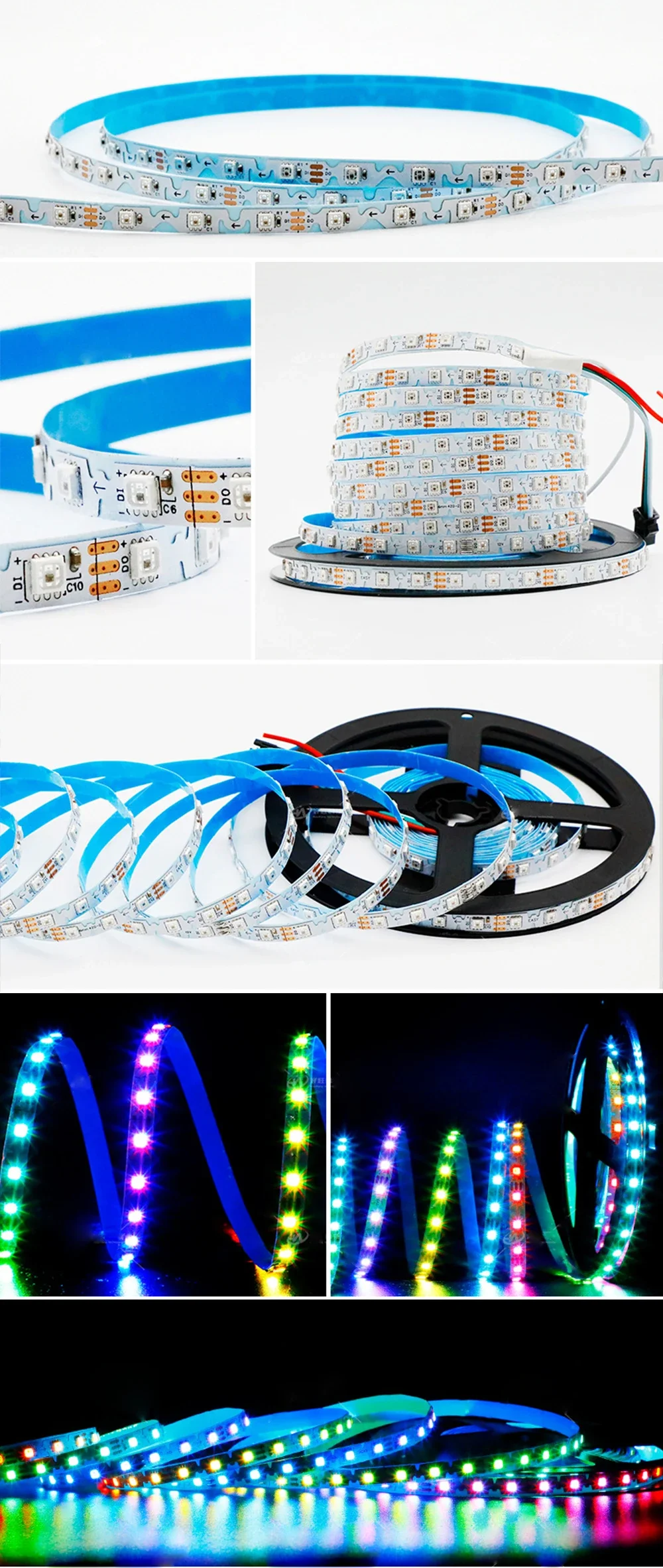 5Meters WS2812/SK6812 Flexible S Shape Led Strips Light for 60/84leds/M 6mm Addressable Full Color RGB LED Pixels Tape DC5/12V