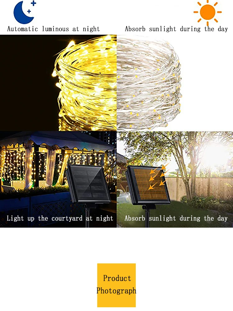 Solar LED outdoor waterproof wreath, Christmas garden lamp decorative belt small solar lights