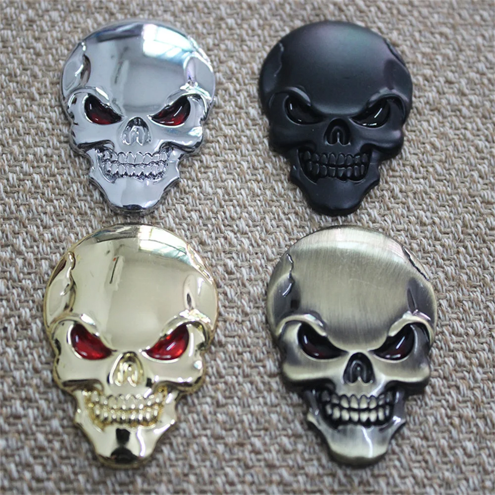

1pc Fashion 3D Skull Zinc Alloy Metal Car Sticker For Car Motorcycle Logo Skull Emblem Badge Car Styling Sticker Auto Decoration