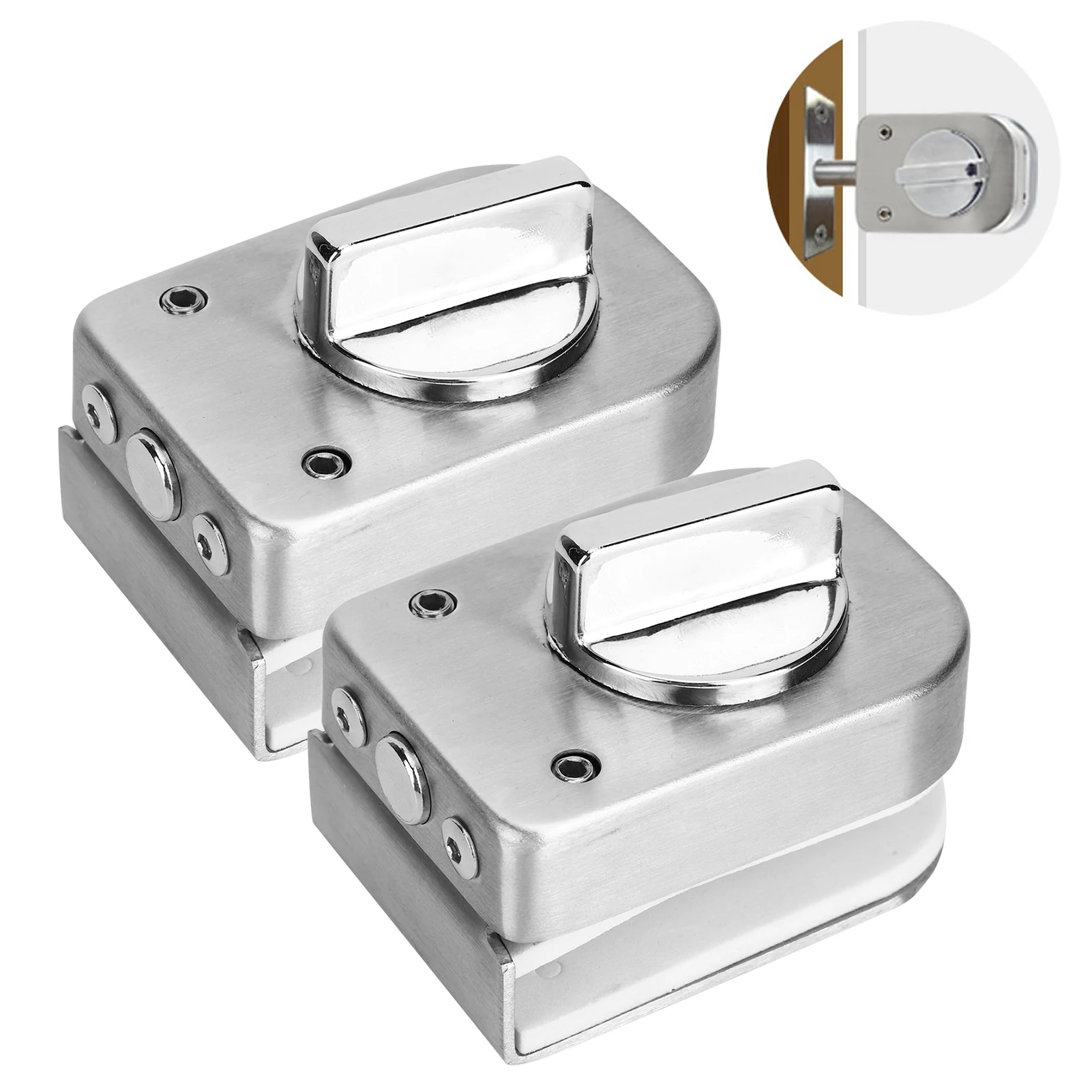 2 Set Stainless Steel Cabinet Door Lock for Bathroom Toilet Shop Glass Doors Lock Cabinet Door