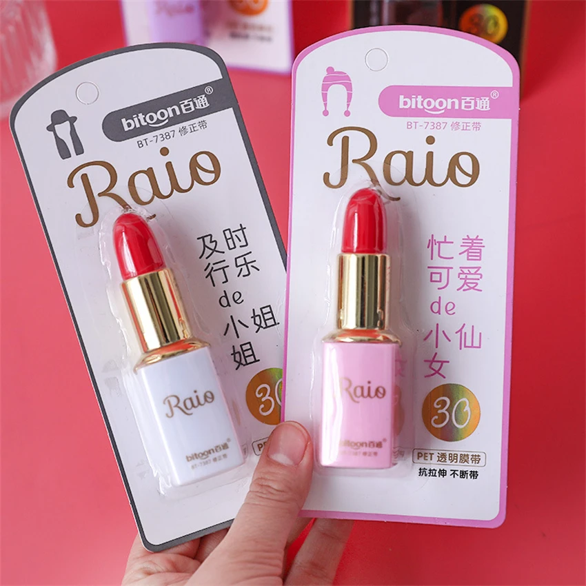 Correction Tape Lipstick Kawaii Fita Corretiva Material Escolar Correctores Escolares Girl Cinta Correctora Cute Mini Rectify correction tape
