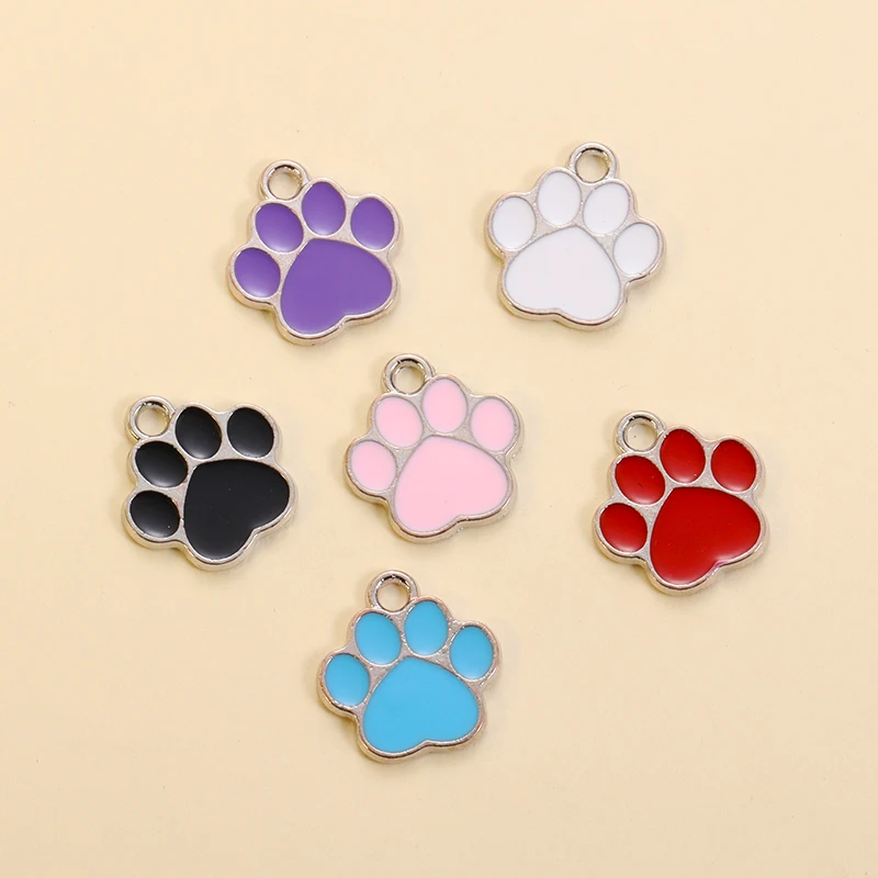

12Pcs 6 Colors Enamel Dog Paw Print Charms for Jewelry Making Footprint Pendants Earrings Necklaces DIY Accessories Crafts