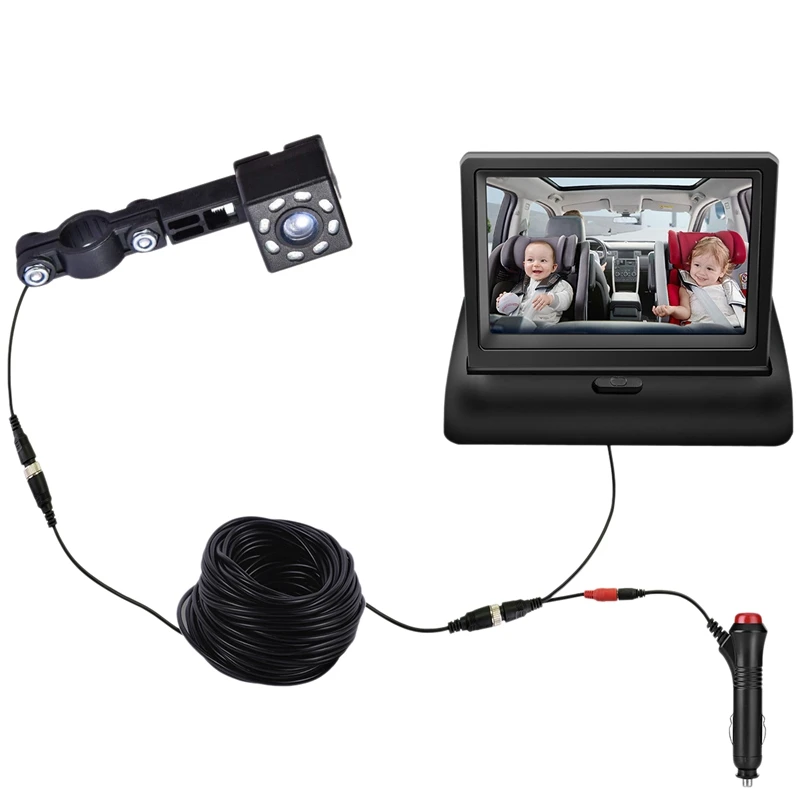

Baby Car Mirror Facing Baby Monitor 360 Adjustable Baby Rear Display Camera With Night Vision Camera