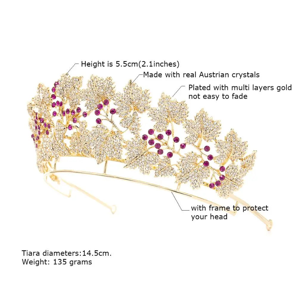 The Danish Royal Ruby Tiara,Spanish Royal Crown Princess Mary Crown,Wedding Silver Hair Jewelry HG129GOL