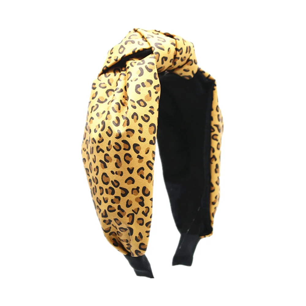 

Winter Free shipping Leopard Print elegant solid knot women hairbands girl's headbands ins wide lady's headwear hair accessories