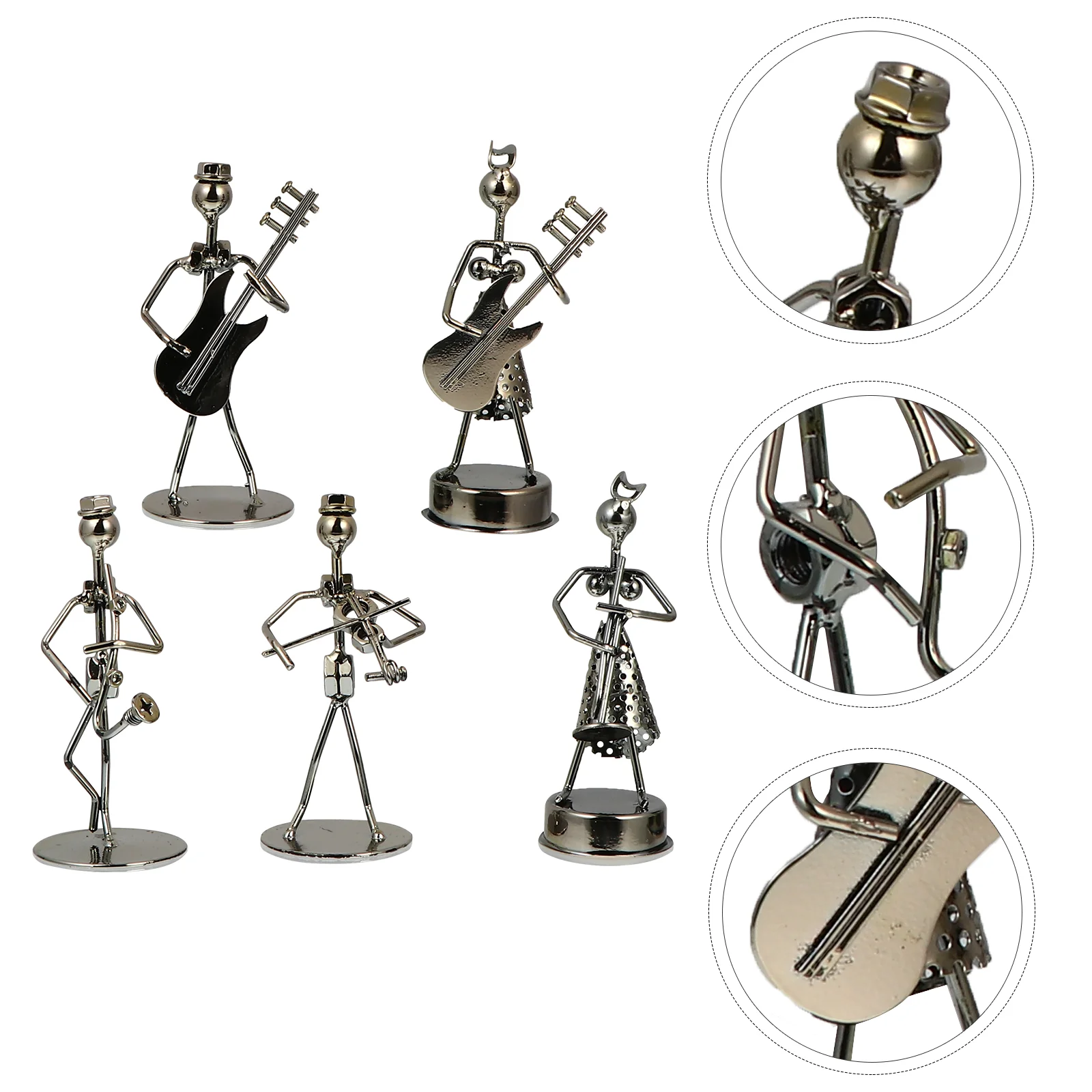 

Office Display Iron Art Figurines Drummer Band Statue Violin Player Figurine Guitar Player Statue Desktop Adornments