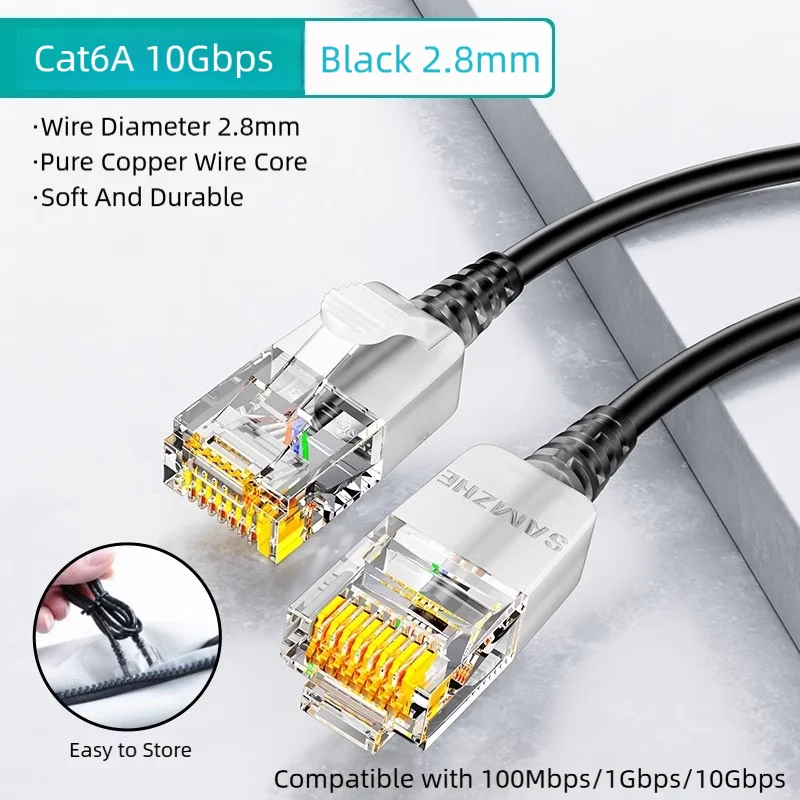 Ultra-Fast Cat6A Slim Ethernet Cable for High-Speed Networking