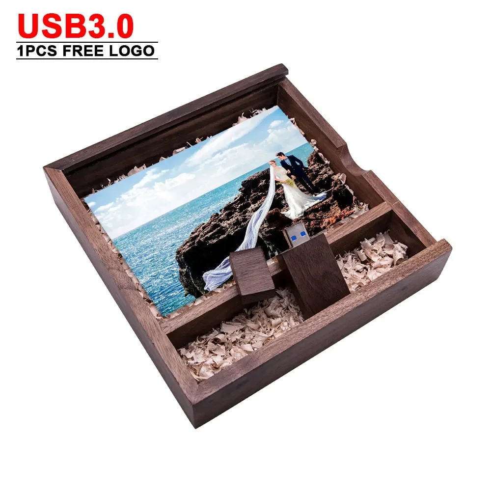 박스 플래시 드라이브 메모리 스틱 나무 USB 3.0, 결혼 선물용 U 디스크 펜..