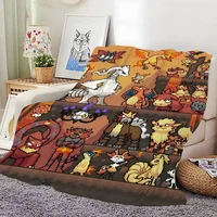Pixel Art Flannel warm comfort  soft plush P-Pokemon blanket for Anime sofa living room bedroom travel gift single-sided printed 2