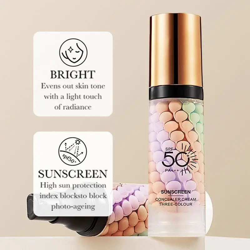 3color Sunscreen Isolation Cream Anti-UV Moisturizing Makeup Primer Face Contour Concealer Base Cream Brighten Even Skin Color 4