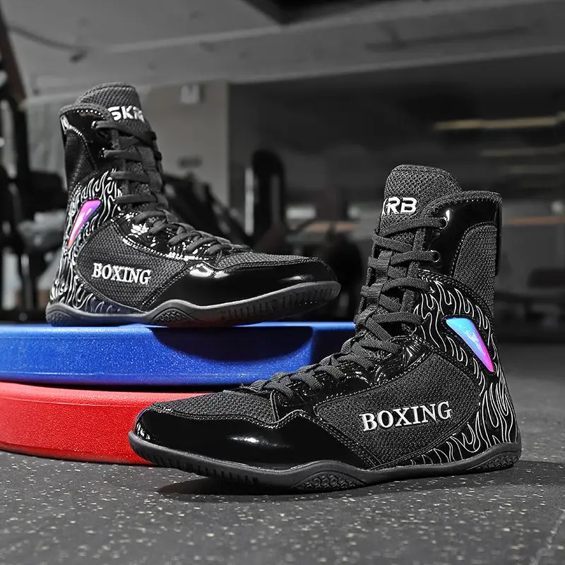 Professional High-top Men's and Women's Sports Shoes Lightweight Breathable Wrestling Shoes Competition Training Boxing