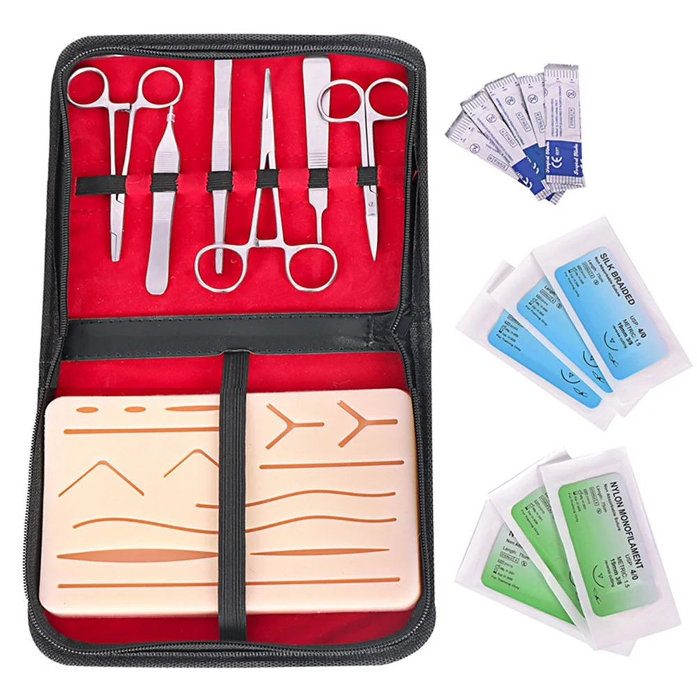 

Skin Suture Practice Silicone Pad with Wound Simulated Training Kit Teaching Equipment Needle Scissors Tool Kits