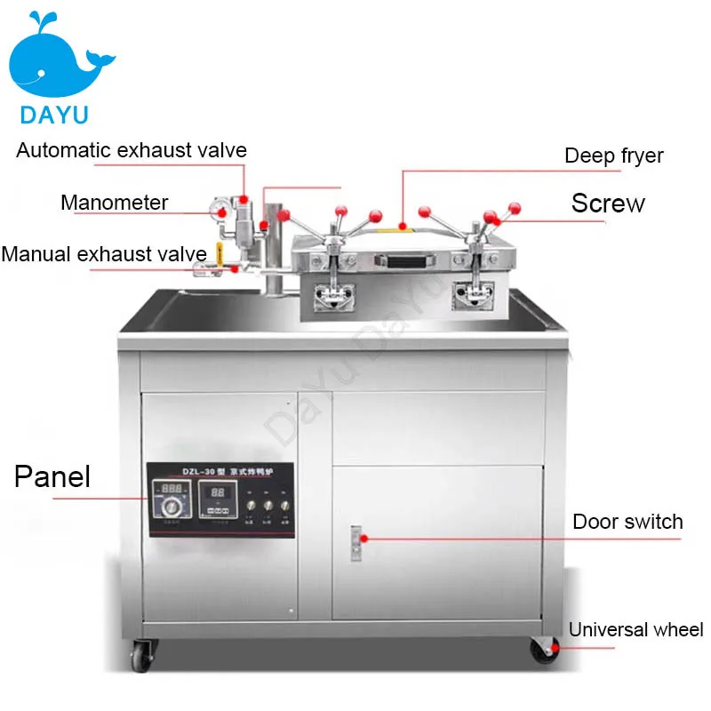 Fryer Pressure Commercial Roast Duck Chicken French Fries Stainless Steel Food Processor Gas And Electric Heated Stove