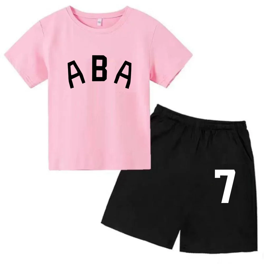 thumbnail image 1 of Ropa de bebé con estampado de letras para niños y adolescentes, conjunto de camiseta y pantalones cortos de verano de 2 piezas, conjunto informal de manga corta para niños y niñas, 1 of 5