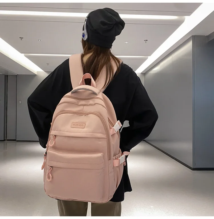 Large Capacity Solid Color Backpack for High School Students, Simple Black Travel Backpack for Middle School Students 2026 New