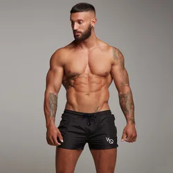 Men'S Sports Drawstring Pocket Shorts Muscle Fitness Running Training Shorts Compression Workout Shorts Quick Dry Sportswear