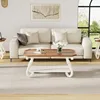 French Country Farmhouse Wood Tray Top Rustic ,Accent Rectangle VintageCoffeeTable with Storage, Carved Legs, for Living Room 1