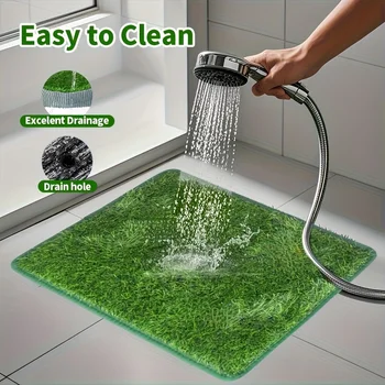 FUKUCHONG Washable Artificial Grass Dog Potty Trainer - Small to Large Size, Durable EVA Material, Green & Yellow Design for Ind