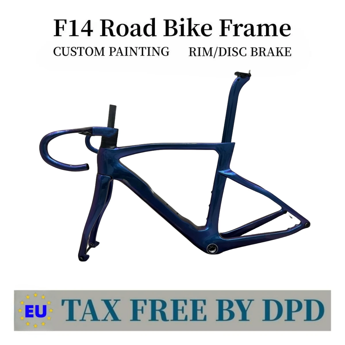 

F14 Road Carbon Fiber Frame Speed Bike Frames T1100 UD Disc/Rim Brake Racing Bicycle Frameset + Handlebar Custom Logo 80 colors