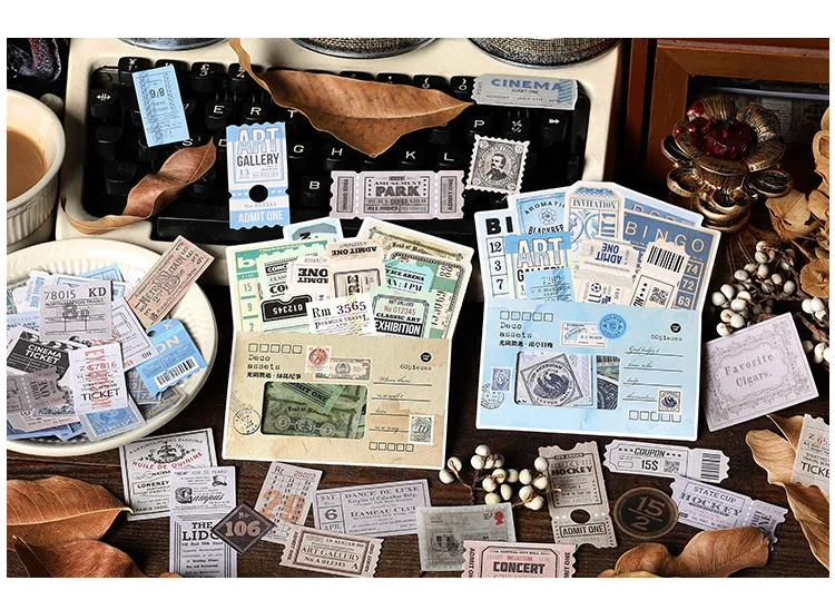 60 Stück/Packung Vintage-Aufkleber, dekorative Stick-Etiketten, Kreativität, Scrapbooking-Material, handgefertigtes Junk-Tagebuch-Zubehör – Detail 14