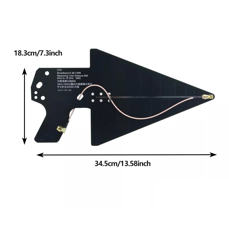 HT6 Log-Periodic Antenna 0.6-10GHz Direction Finding Antenna Spectrum Analyzer SMA Signal Analysis Positioning EMC 6dBi Gain