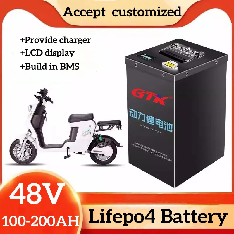 

GTK 48v 100ah Lifepo4 Battery 120Ah 130Ah 150Ah 160Ah 180Ah 200Ah 16S Lithium Battery Pack for Solar Boat inverter golf cart