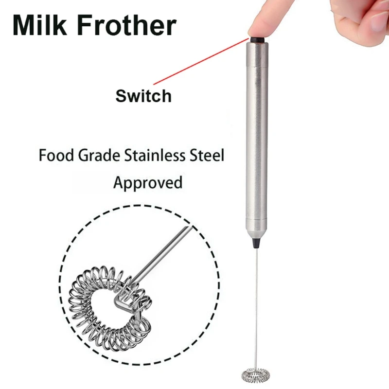 W8KC Milk Frother Handheld Foam Maker Whisk Drink Mixer Mini Foamer for Lattes Coffee