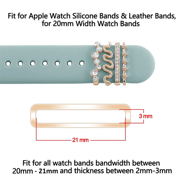 Enfeites para pulseira de Apple Watch com diamantes artificiais