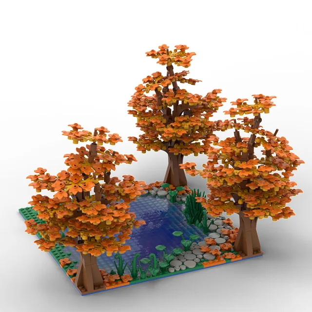 Buildmoc Creative Maple and Lake Forest Tree Rivers Natural Scenery Ideas MOC Building Blocks Toys for Children Kids Gifts Toy 2