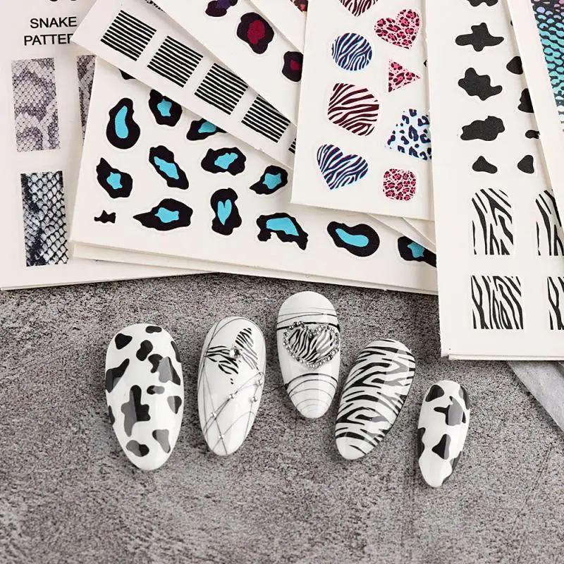 

Nail Sticker Network Red Hot Style Small Milk Leopard Zebra Serpent 3D Back Adhesive Nail Art Accessories Sticker