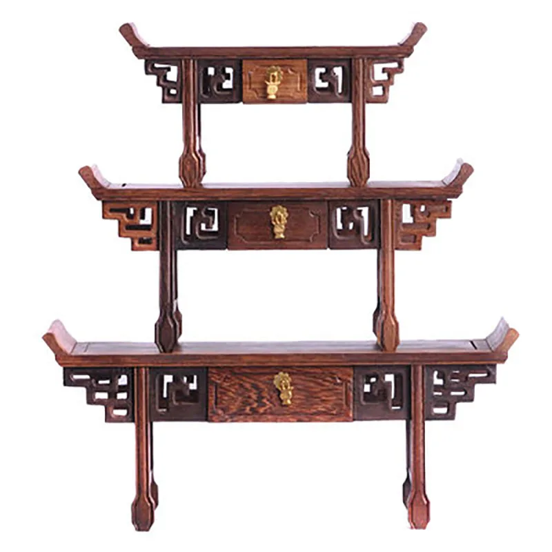 Rosewood miniature furniture with raised head drawer, strip table, chicken wing Wood, rectangular carved base, small shrine tabl