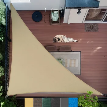 14'X14'X19.8' Triangle Sun Shade Sail, Shade Cloth Shading Net Canopy Shade Cover UV Block for Patio Backyard Garden Outdoor 1