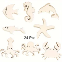 24 Pack Wood Ocean Sea Animal Cutouts DIY Sea Animal Craft Gift Tags  Hanging Ornaments for Home Party Restaurant Decoration 1