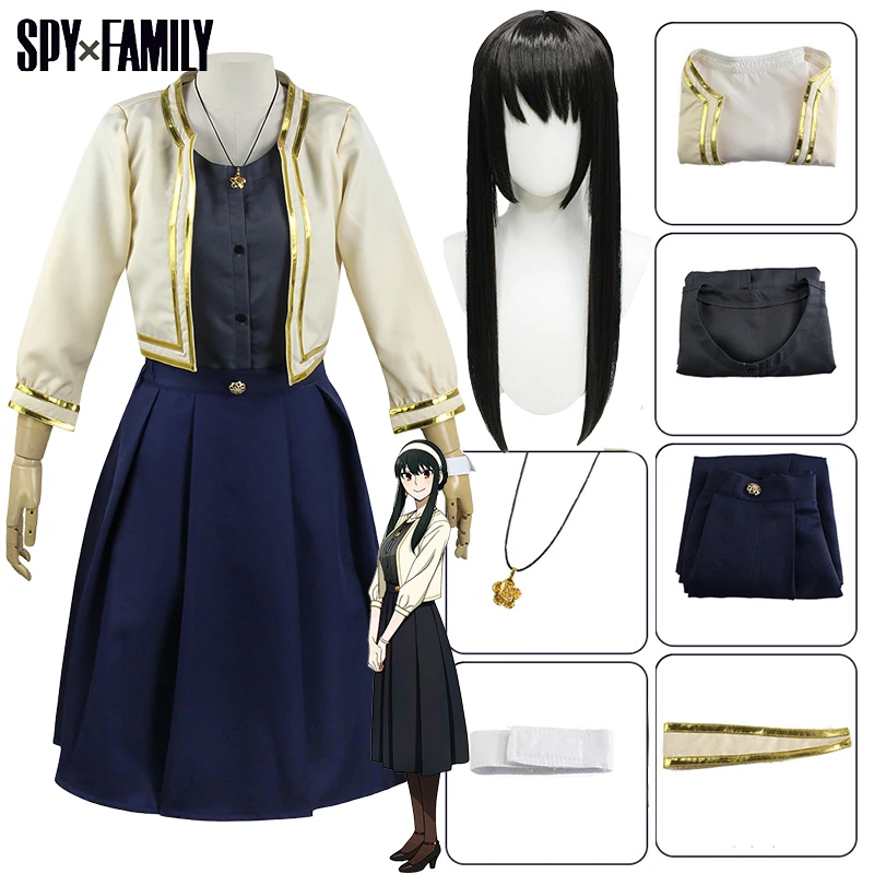 

Anime Spy X Family Forger Yor Cosplay Costume Girls Yor Forger Cosplay Dress Yor Briar Earring Long Hair Wig Clothes for Women