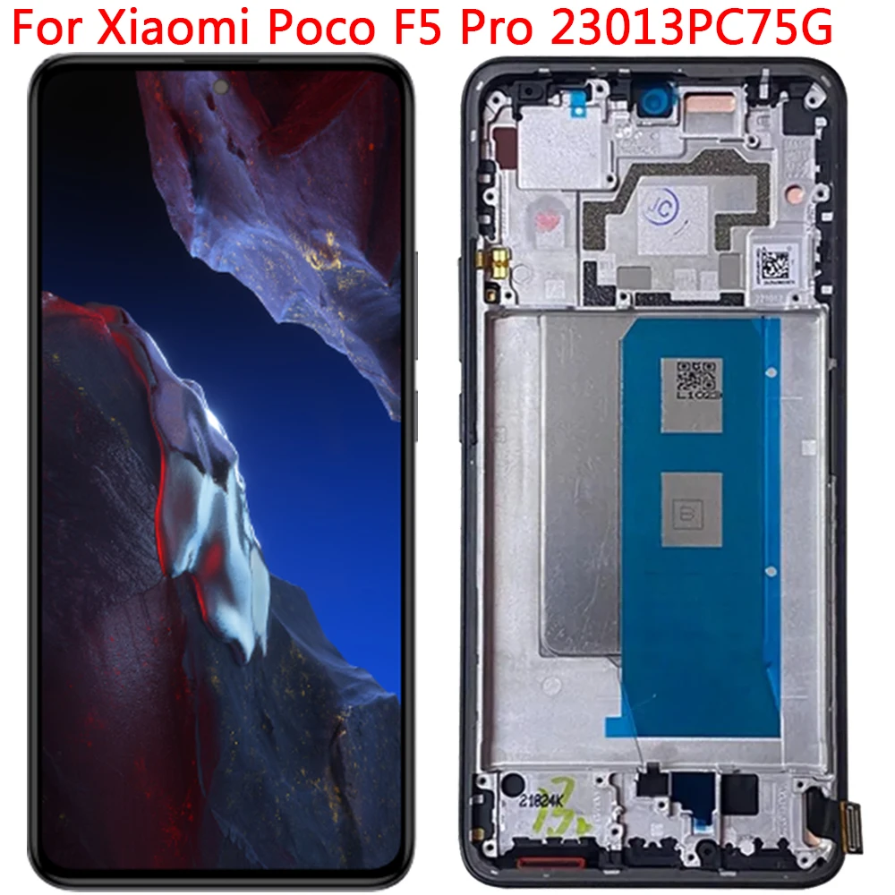 

ЖК-дисплей с рамкой для Xiaomi Poco F5 Pro, 6,67 дюйма, Poco F5 Pro 23013PC75G, детали сенсорного ЖК-экрана