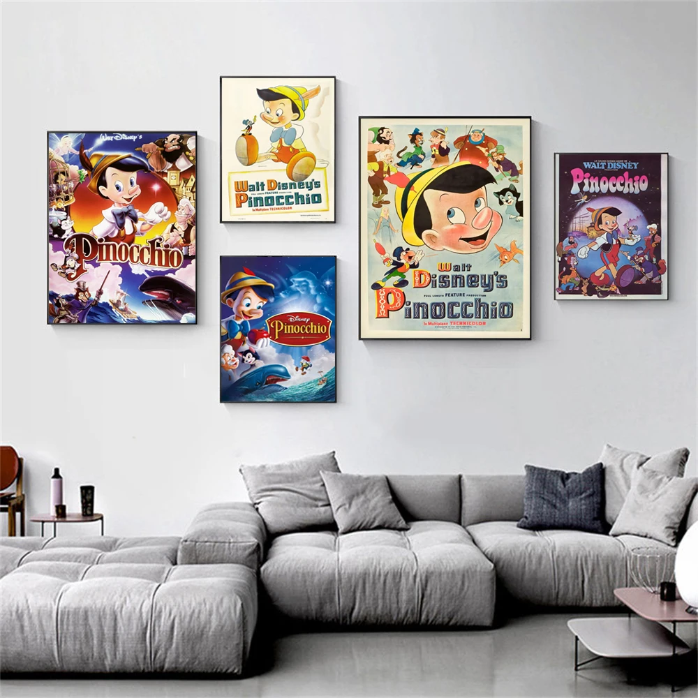 Disney Classic Movie Pinocchio Poster Vintage Movie Wall Art Canvas Painting Prints For Vintage Bedroom Living Room Home Decor