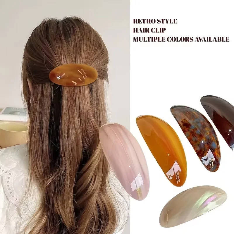 Retro und Elegante Haarspangen - Retro-Haarspangen für niedrigen Pferdeschwanz, oval geformt, geeignet für lässige Anlässe oder formelle Frisuren