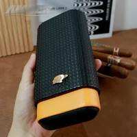 Travel Cigar Case Leather Humidor Cigar Cedar Wood Box Pocket Portable 3 Cigars Tube Holder Mini Outdoor Humidor Gadget 1
