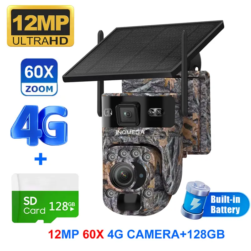 INQMEGA 12MP 60X Optical Zoom 4G/ WiFi Solar Camera Outdoor Camouflage PTZ Cameras Surveillance CCTV Solar Hunting Camera Ubox - Image 7